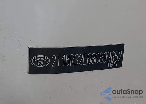 2008 Toyota Corolla S from USA, damaged, VIN 2T1BR32E68C899652